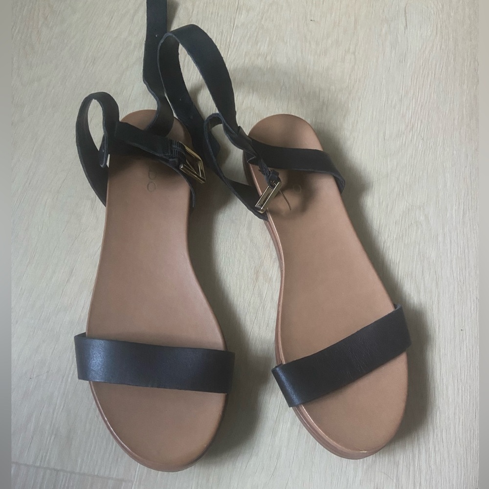 Aldo Black Strappy Sandals, size 7